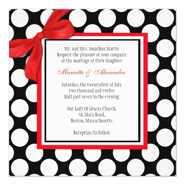 Red and Black Polka Dot Wedding Invitation