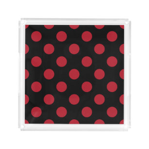 Red and black polka dots acrylic tray