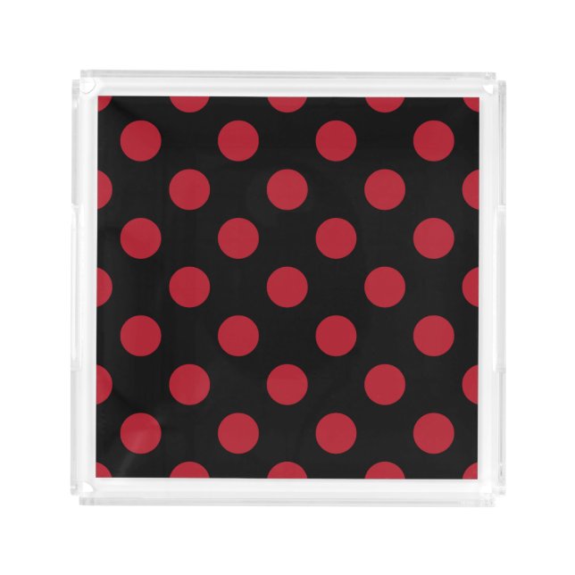 Red and black polka dots acrylic tray (Front)
