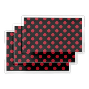 Red and black polka dots acrylic tray