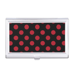 Red and black polka dots business card holder