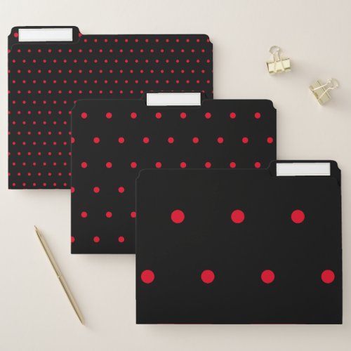 Red And Black Polka Dots Circles Geometric Pattern File Folder