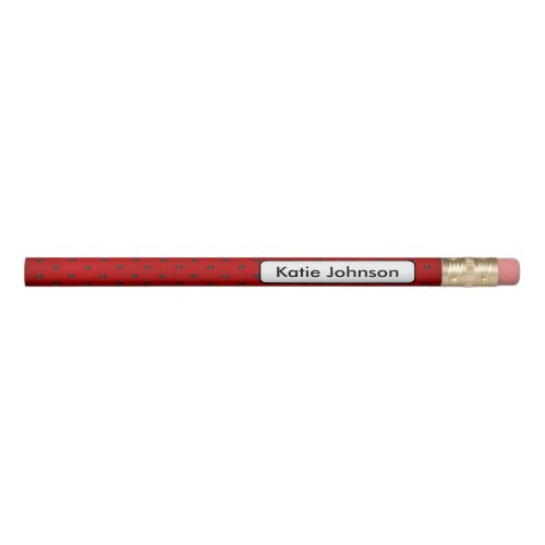 Red and Black Polka Dots  DIY Text Pencil