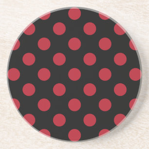 Red and black polka dots drink coaster