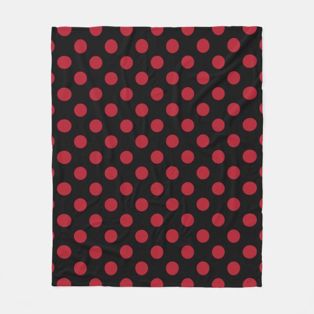 Red and black polka dots fleece blanket (Front)