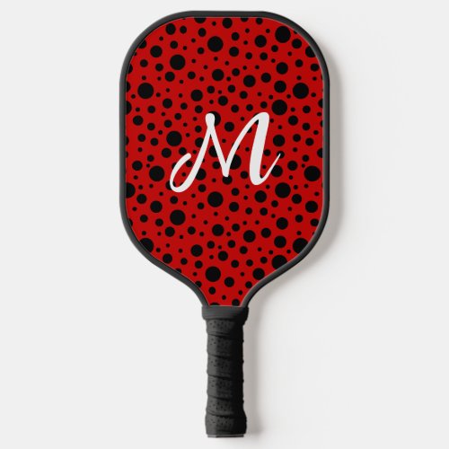 Red and black polka dots funny ladybug pickleball paddle