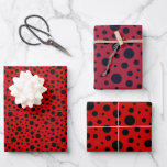 Red and black polka dots funny ladybug wrapping paper sheets