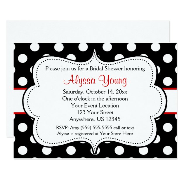 Red And Black Polka Dots Invitation