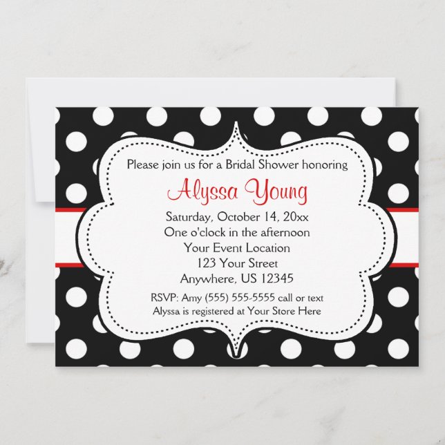 Red and Black Polka Dots Invitation (Front)