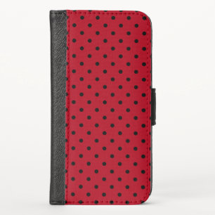 Red and Black Polka Dots iPhone X Wallet Case