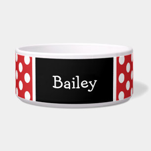 Red and Black Polka Dots Monogram Bowl