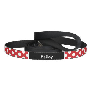 Red and Black Polka Dots Monogram Pet Leash