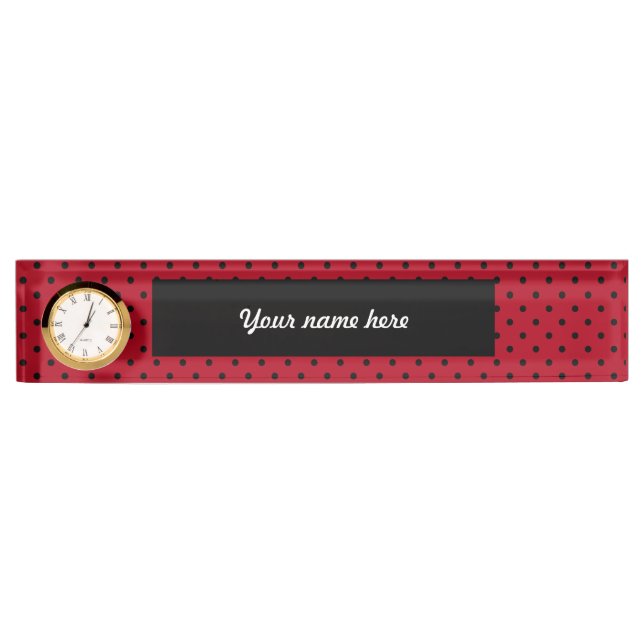 Red and Black Polka Dots Name Plate (Front)