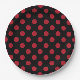 Red and black polka dots paper plates