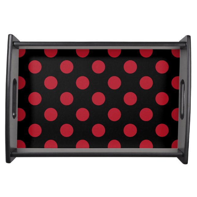 Red and black polka dots serving tray (Front)
