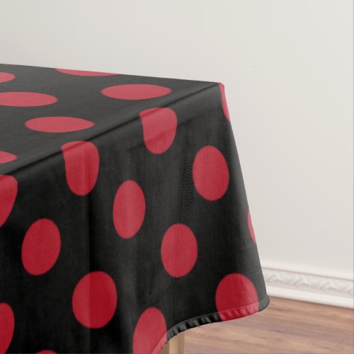 Red and black polka dots tablecloth