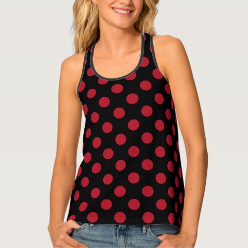 Red and black polka dots tank top