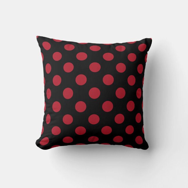 Red and black polka dots throw pillow (Front)