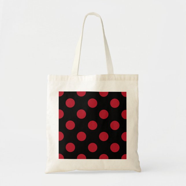 Red and black polka dots tote bag (Front)
