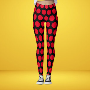 Red And Black Polka Dots Trendy Leggings