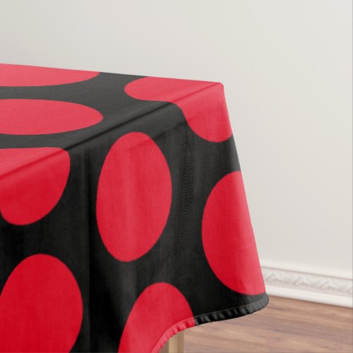 Red And Black Polka Dots Trendy   Tablecloth