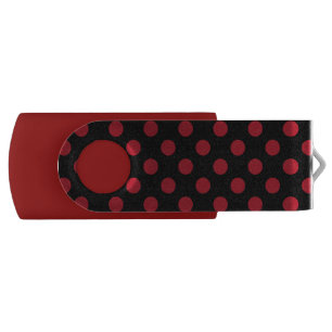 Red and black polka dots USB flash drive