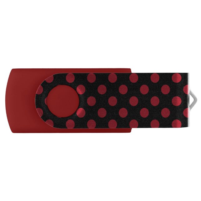 Red and black polka dots USB flash drive (Front)