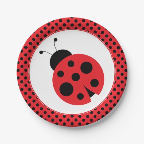 Red and Black Polkadot Ladybug Party Plates