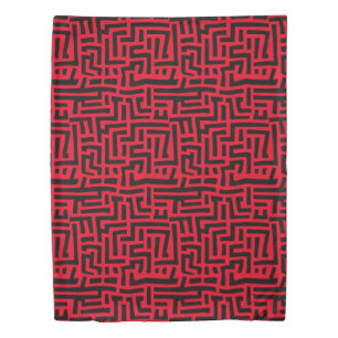 Red And Black Pop Art Maze Pattern Duvet Cover