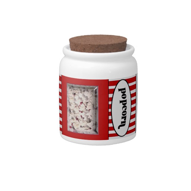 Red and Black Popcorn Candy Jar (Front)
