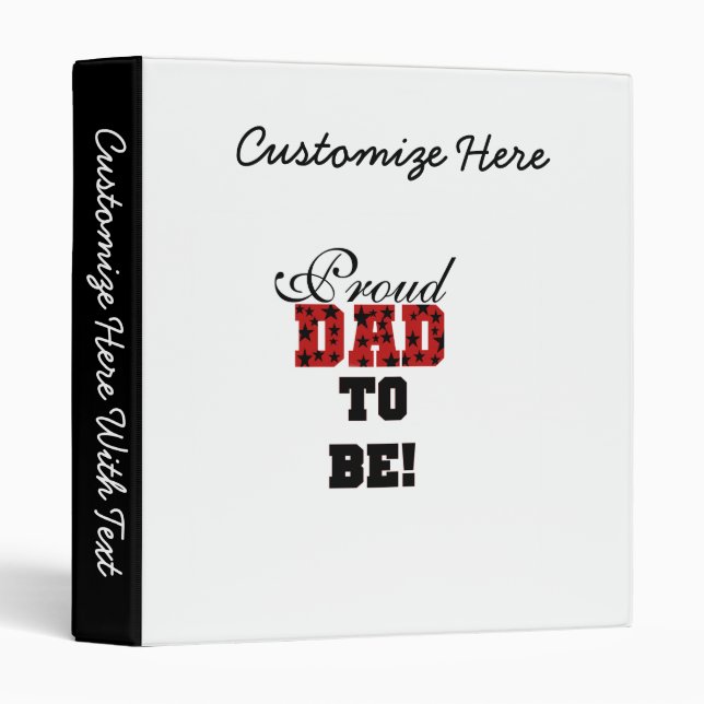 Red and Black Proud Dad to Be Gifts 3 Ring Binder (Front/Spine)