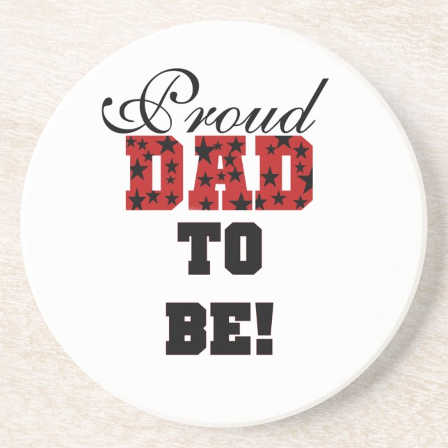 Red and Black Proud Dad to Be Gifts Drink Coaster (Front)