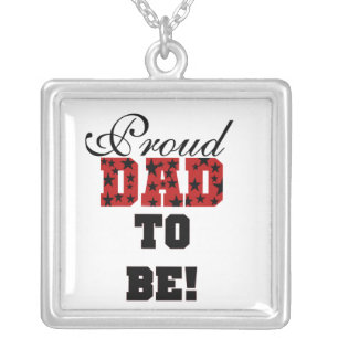 Red and Black Proud Dad to Be Gifts Silver Plated Necklace