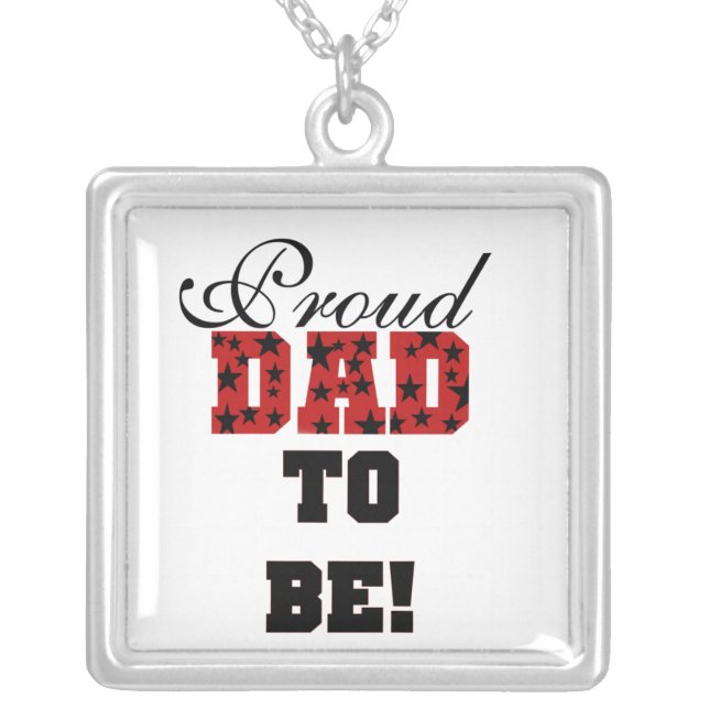 Red and Black Proud Dad to Be Gifts Silver Plated Necklace (Front)