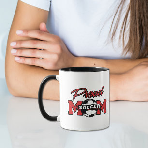 Red and Black Proud Soccer Mom Personalized Mug