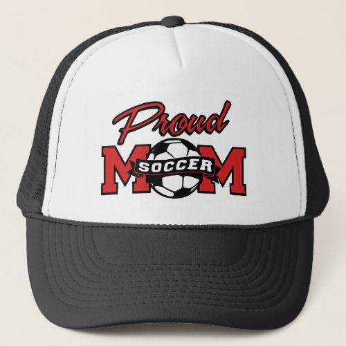 Red and Black Proud Soccer Mom Trucker Hat