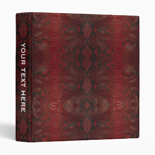 Red and Black Python Print 3 Ring Binder