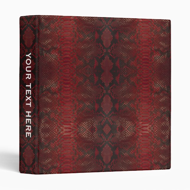 Red and Black Python Print 3 Ring Binder (Front/Spine)