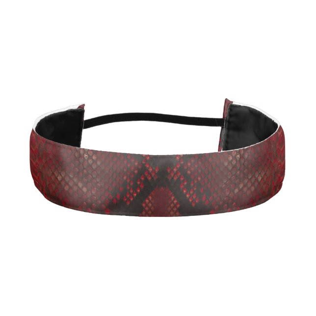 Red and Black Python Print Athletic Headband (Front)