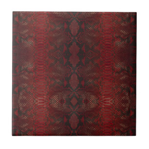 Red and Black Python Print Ceramic Tile