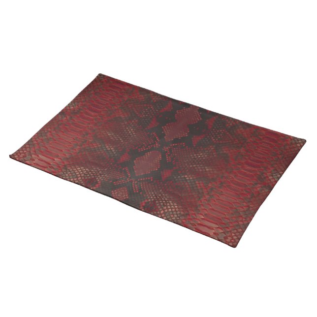 Red and Black Python Print Cloth Placemat (On Table)