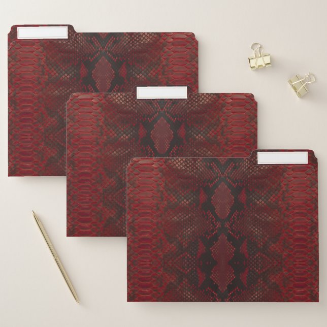 Red and Black Python Print File Folder (Set)