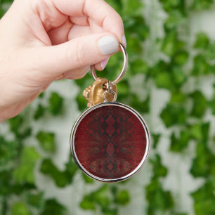 Red and Black Python Print Keychain