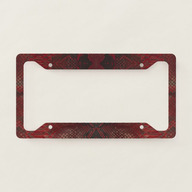 Red and Black Python Print License Plate Frame (Front)
