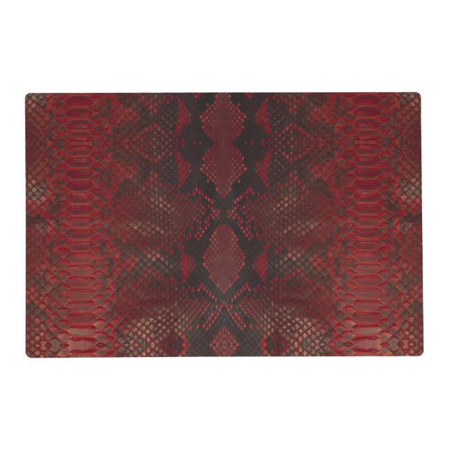 Red and Black Python Print Placemat (Front)