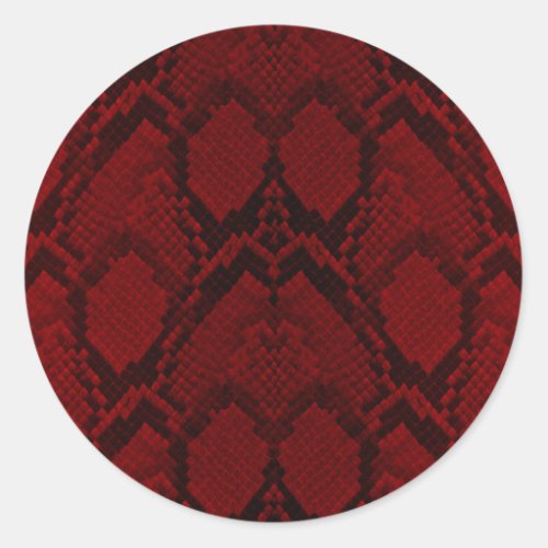 Red and Black Python Snake Skin Reptile Scales Classic Round Sticker
