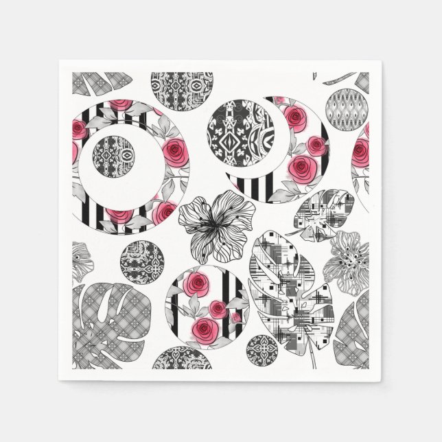 Red and Black, Quilting ,Patchwork, Rustic, Modern Napkins (Front)