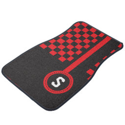 Red and Black Racing Stripe | Monogram Car Mat | Zazzle