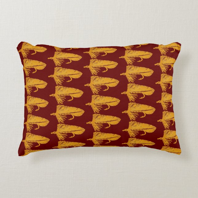 Red and black Red Ibis classic wet trout fly      Accent Pillow (Front)