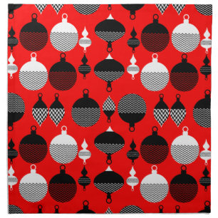 Red And Black Retro Christmas Decorative Ball Cloth Napkin